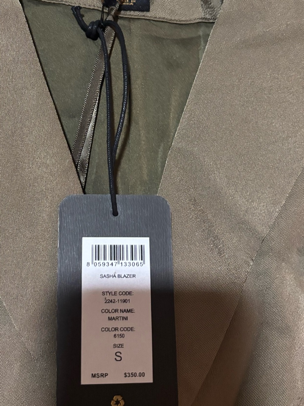 Taupe Satin Double-Breasted Blazer S - Picture 3 of 3